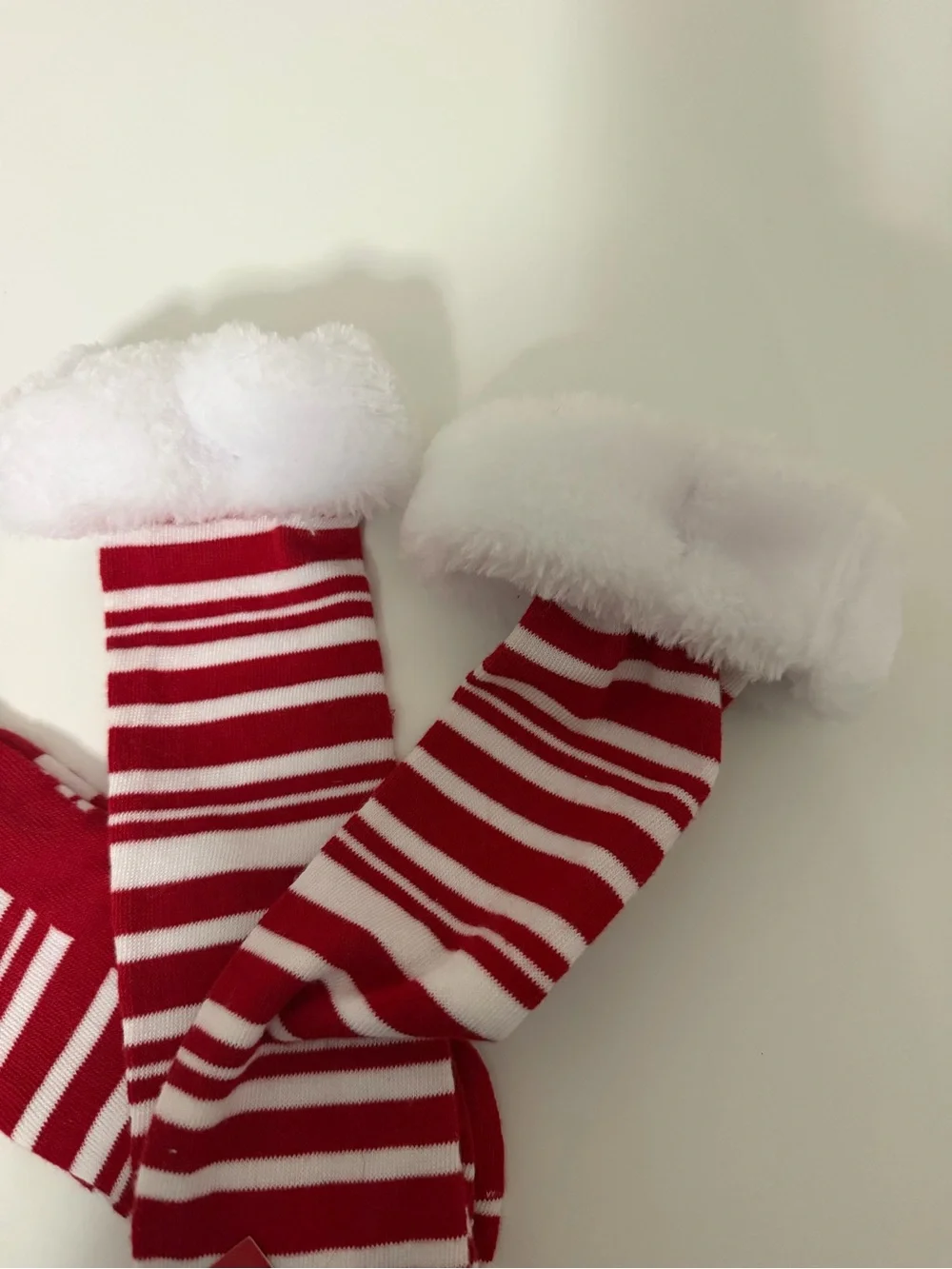 Wondershop Red & White Striped Fuzzy Cuff Knee-High Socks